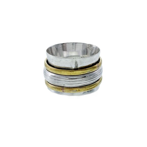 Vintage DDM Sterling Silver 925 Two Tone Spinner Ring Size 7.5 - Picture 1 of 7